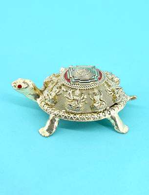 traditional "tortoise and laxmi ji design" brass antique gold plated idol(murti) 3