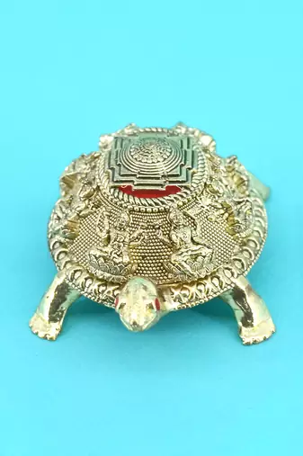 traditional "tortoise and laxmi ji design" brass antique gold plated idol(murti)