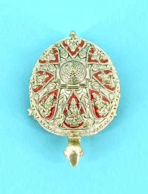 traditional "tortoise and laxmi ji design" brass antique gold plated idol(murti) 1