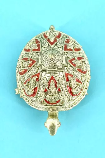 traditional "tortoise and laxmi ji design" brass antique gold plated idol(murti)