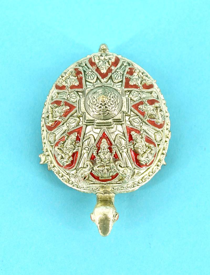 traditional "tortoise and laxmi ji design" brass antique gold plated idol(murti)