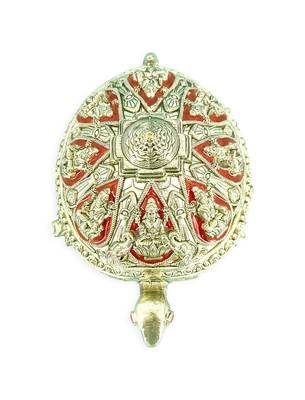 traditional "tortoise and laxmi ji design" brass antique gold plated idol(murti) 2