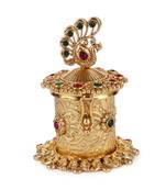 traditional peacock design gold plated sindoor dani/dibbi for women