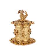 traditional peacock and flower design gold plated sindoor dani/dibbi for women