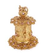 traditional oval and peacock design gold plated sindoor dani/dibbi for women