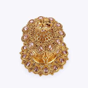 traditional oval and peacock design gold plated sindoor dani/dibbi for women 2