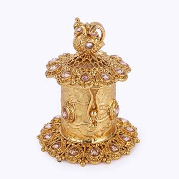 traditional oval and peacock design gold plated sindoor dani/dibbi for women 4