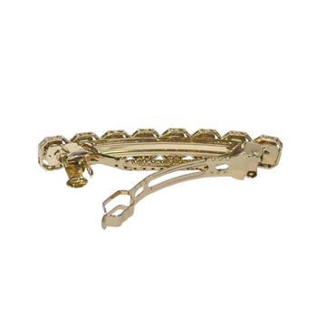 trendy round shape brown kundan antique gold plated hair clip for women and girls 4