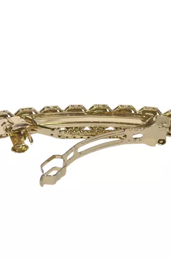 trendy round shape brown kundan antique gold plated hair clip for women and girls