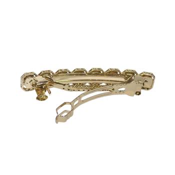 pretty round shape green kundan antique gold plated hair clip for women and girls 3