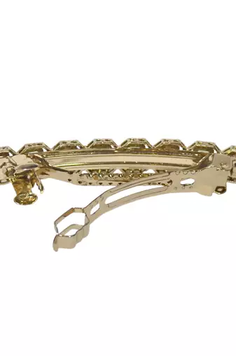 pretty round shape green kundan antique gold plated hair clip for women and girls