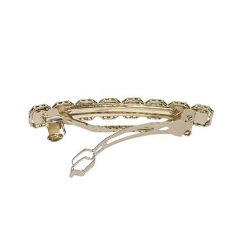 smooth round shape pink kundan antique gold plated hair clip for women and girls 3