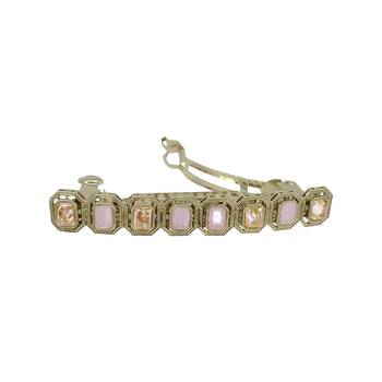 smooth round shape pink kundan antique gold plated hair clip for women and girls 4