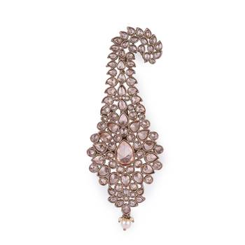 Traditional Glamorous Flower-Shaped Oval Gold-Plated Pagdi Wedding Safa Kalgi for Groom 1