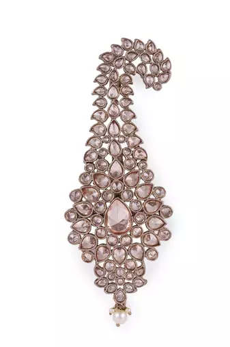 Traditional Glamorous Flower-Shaped Oval Gold-Plated Pagdi Wedding Safa Kalgi for Groom