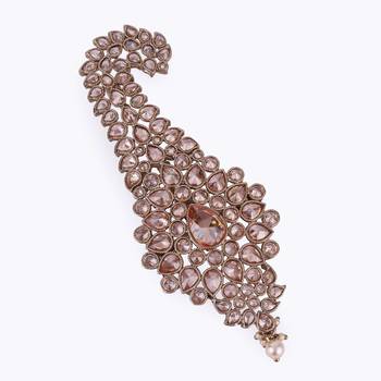 Traditional Glamorous Flower-Shaped Oval Gold-Plated Pagdi Wedding Safa Kalgi for Groom 2