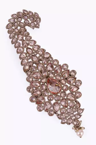 Traditional Glamorous Flower-Shaped Oval Gold-Plated Pagdi Wedding Safa Kalgi for Groom