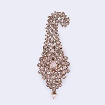 Traditional Glamorous Flower-Shaped Oval Gold-Plated Pagdi Wedding Safa Kalgi for Groom 3