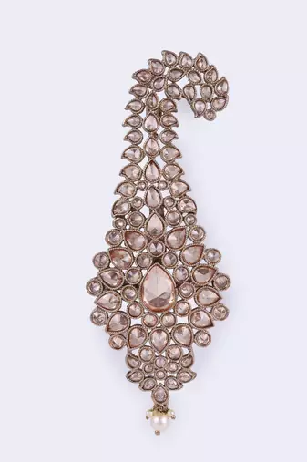 Traditional Glamorous Flower-Shaped Oval Gold-Plated Pagdi Wedding Safa Kalgi for Groom
