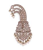 Traditional Glorious Flower-Shaped Oval Gold-Plated Pagdi Wedding Safa Kalgi for Groom