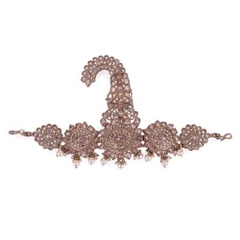 Traditional Gorgeous Round and Oval-Shaped Gold-Plated Pagdi Wedding Safa Kalgi for Groom 1