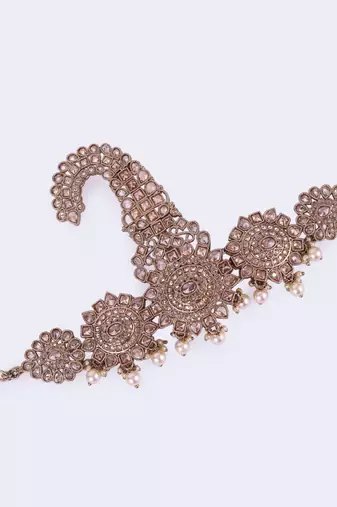 Traditional Gorgeous Round and Oval-Shaped Gold-Plated Pagdi Wedding Safa Kalgi for Groom