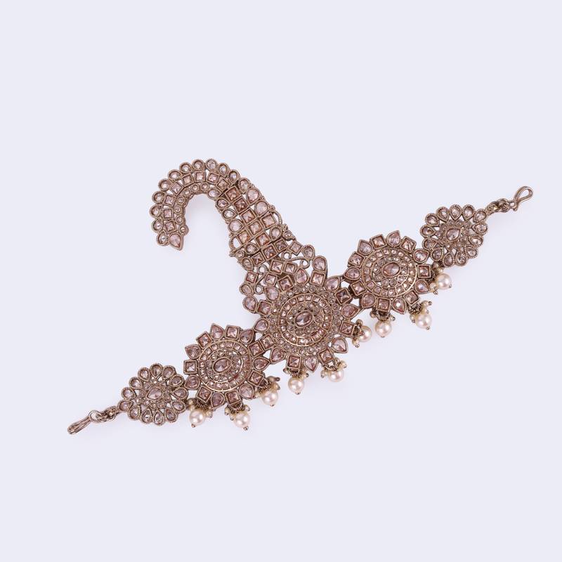 Traditional Gorgeous Round and Oval-Shaped Gold-Plated Pagdi Wedding Safa Kalgi for Groom