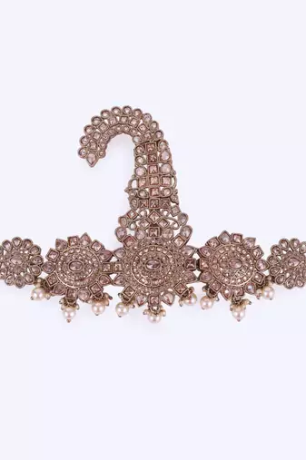 Traditional Gorgeous Round and Oval-Shaped Gold-Plated Pagdi Wedding Safa Kalgi for Groom