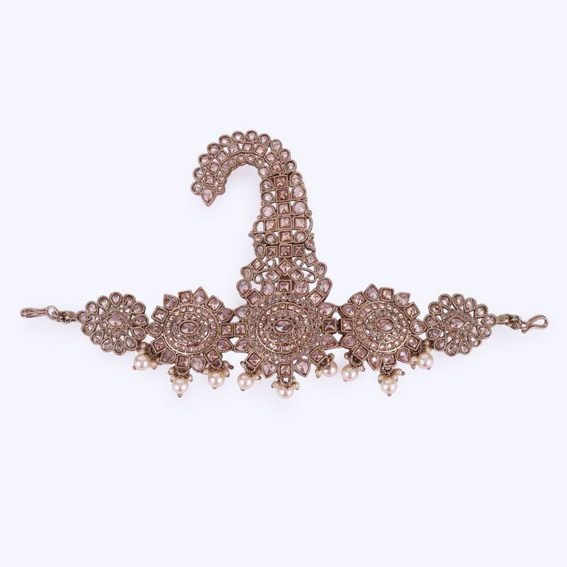 Traditional Gorgeous Round and Oval-Shaped Gold-Plated Pagdi Wedding Safa Kalgi for Groom