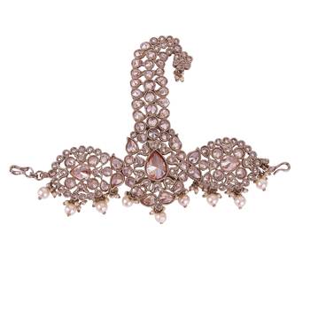 Traditional Graceful Round and Paisley Design Gold-Plated Pagdi Wedding Safa Kalgi for Groom 1