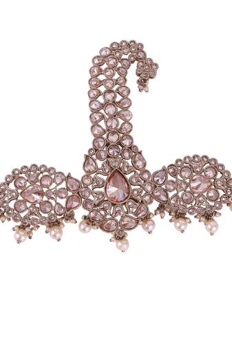 Traditional Graceful Round and Paisley Design Gold-Plated Pagdi Wedding Safa Kalgi for Groom