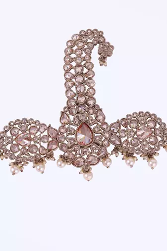 Traditional Graceful Round and Paisley Design Gold-Plated Pagdi Wedding Safa Kalgi for Groom