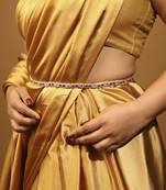 traditional oval shape pearl green kundan stone antique gold plated kamarband for women