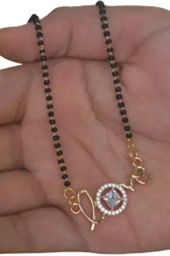 White stone studded Love pendent mangalsutra