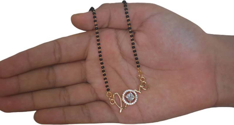 White stone studded Love pendent mangalsutra