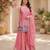 Women floral embroidered regular sequinned silk crepe kurta with sharara & with dupatta