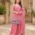 Women floral embroidered regular sequinned silk crepe kurta with sharara & with dupatta