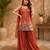Women floral embroidered regular sequinned silk crepe kurta with sharara & with dupatta