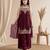 Women ethnic motifs embroidered regular thread work kurta with palazzos & with dupatta