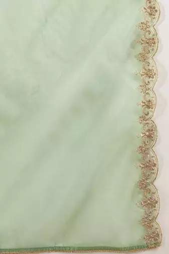 Women ethnic motifs embroidered regular thread work kurta with palazzos & with dupatta