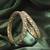 smooth round shape antique gold plated light green uncut kundan stone set of 2 bangle set for women