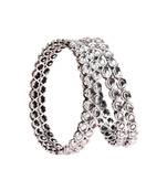 modern round shape white kundan stone silver plated set of 4 bangle set for women