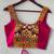 Rani pink heavy kutchi embroidery magic cotton readymade navratri blouse with elephant mirror work
