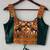 Green heavy kutchi embroidery magic cotton navratri readymade blouse with elephant mirror work