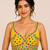 Yellow real mirror work heavy italian fabric navratri readymade blouse with multi thread embroidery