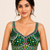 Green real mirror work heavy italian fabric navratri readymade blouse with kutchi embroidery