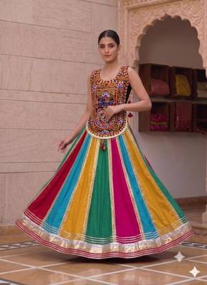 Multicolor embroidered cotton u-neck blouse 1