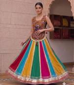 Multicolor embroidered cotton u-neck blouse