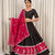 Traditional Black Lehenga Choli with Peacock Motif Border and Mirror Work
