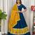 Midnight Navy Blue Cotton silk blend Lehenga Choli with Contrast Yellow Dupatta and Peacock Embroidery Border